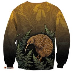 New Zealand Kiwi Bird Sweatshirt Silver Fern Mix Maori Pattern LT05