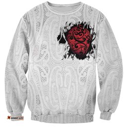 New Zealand Maori Heart Tribal Personalised Sweatshirt Polynesian Patterns LT9