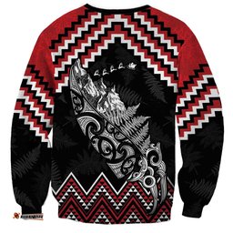 New Zealand Christmas Taniko Poutama Sweatshirt Mountainscape Maori Fern LT7