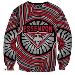 Essendon Football Club Sweatshirt Indigenous Monochrome Dot Art Mascot Style TS04