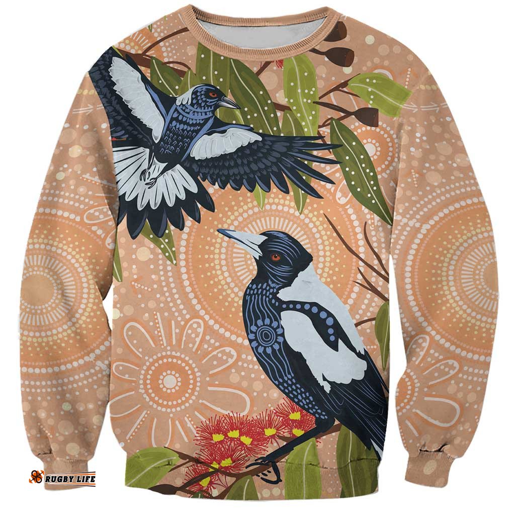 Magpies On Eucalyptus Australia Aboriginal Sweatshirt LT7