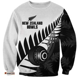 New Zealand Lawn Bowls Custom Sweatshirt Aotearoa Silver Fern LT14