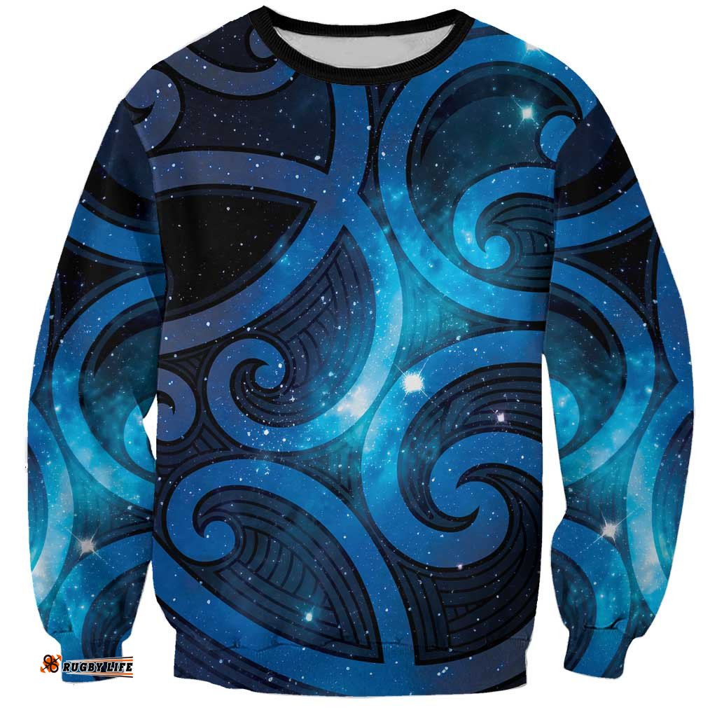 New Zealand Maori Matariki Sweatshirt Galaxy Kowhaiwhai LT7