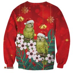 New Zealand Kakapo Christmas Sweatshirt Owl Parrot Santa Sliver Fern Manuka - Red LT14