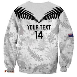 Custom New Zealand Silver Fern Football Sweatshirt Go Aotearoa Grunge White LT14