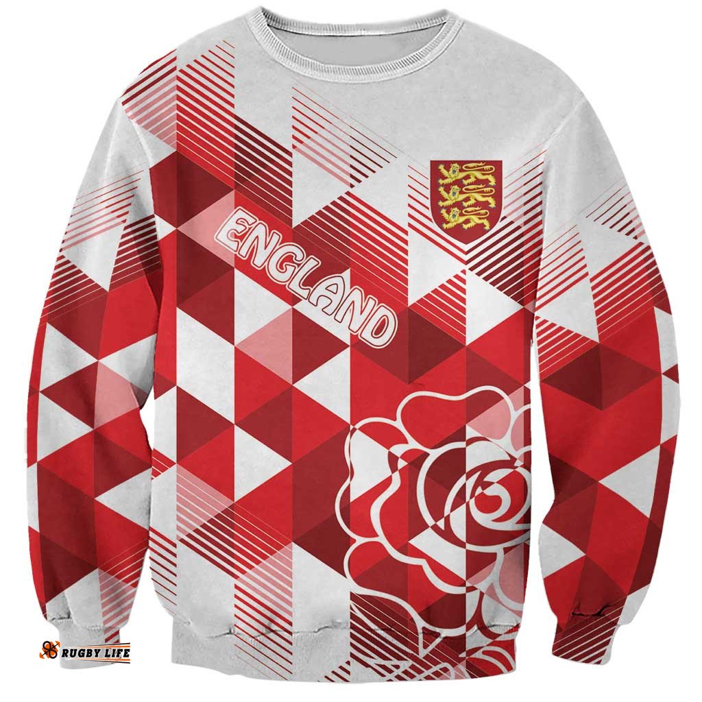 England Rugby Custom Sweatshirt Crystalised Red Rose LT7