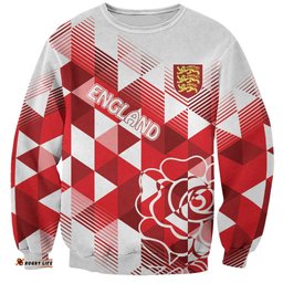 England Rugby Custom Sweatshirt Crystalised Red Rose LT7