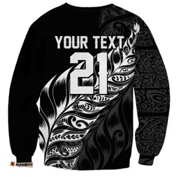New Zealand Lawn Bowls Custom Sweatshirt Black Maori Warrior Tribal Silver Fern LT9