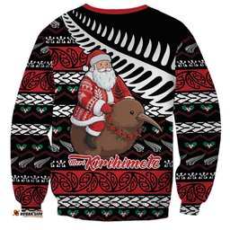 New Zealand Kiwi Santa Christmas Sweatshirt He Wairua Kirihimete LT9