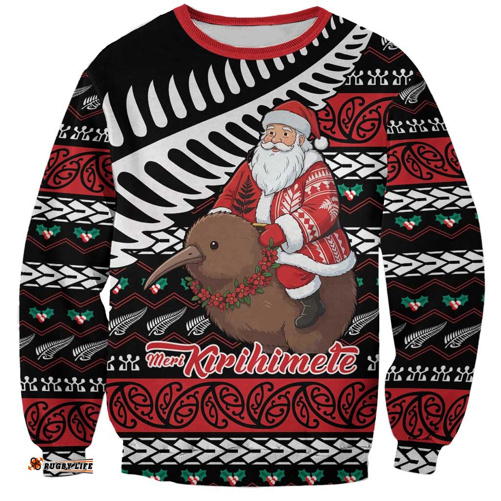 New Zealand Kiwi Santa Christmas Sweatshirt He Wairua Kirihimete LT9