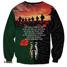New Zealand and Australia ANZAC Day Sweatshirt Lest We Forget Indigenous and Maori Pattern LT03