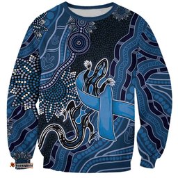 Personalised Autism Awareness Sweatshirt Hope Ribbon And Aboriginal Patterns DT05