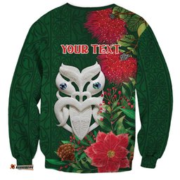 Maori Wheku Meri Kirihimete Personalised Sweatshirt All Green Indigenous Maori Motif LT9