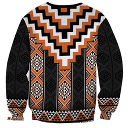 Orange Taniko Pattern Aotearoa Sweatshirt Niho Taniwha Mix Poutama LT14