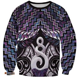 New Zealand Maori Sweatshirt Poutama Pikorua Purple Paua Shell LT05