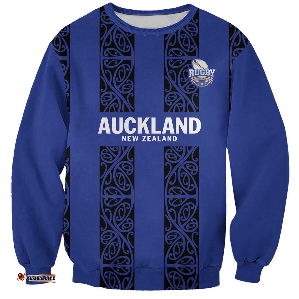 Custom Oceania Football NZ Auckland Sweatshirt Maori Tribal Pattern LT9