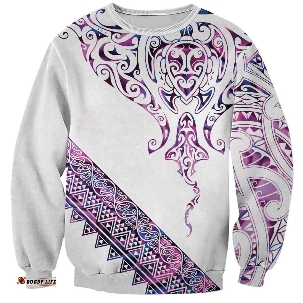 Mawhero Paua shell Kowhaiwhai Taniko Personalised Sweatshirt Manta Ray Shark-Turtle Maori Tribal Style LT9