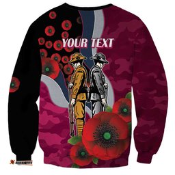 Manly Warringah Sea Eagles ANZAC Personalised Sweatshirt Lest We Forget Poppy Camo LT9