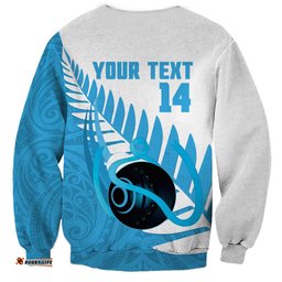 New Zealand Lawn Bowls Prostate Cancer Custom Sweatshirt Aotearoa Maori Silver Fern Blue Ribbon LT14
