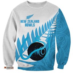 New Zealand Lawn Bowls Prostate Cancer Custom Sweatshirt Aotearoa Maori Silver Fern Blue Ribbon LT14