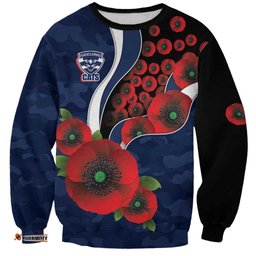 Geelong Cats ANZAC Personalised Sweatshirt Lest We Forget Poppy Camo LT9