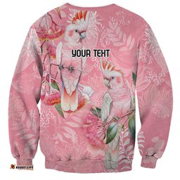 Personalised Galah Cockatoo Eucalyptus Flowers Sweatshirt Australian Breast Cancer Spirit LT9
