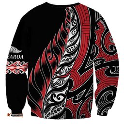 Koru Fern New Zealand Sweatshirt Maori Tribal Pattern LT9