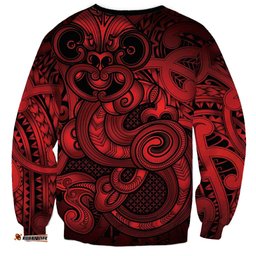 Aotearoa Maori Hei Tiki Sweatshirt Whero Kowhaiwhai Puhoro Motif LT9