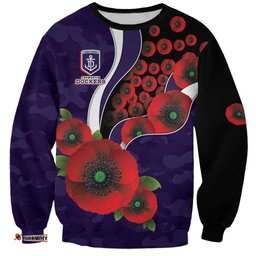 Fremantle Dockers ANZAC Personalised Sweatshirt Lest We Forget Poppy Camo LT9