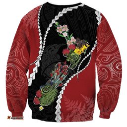 New Zealand Christmas Sweatshirt Flora Map with Birds LT7