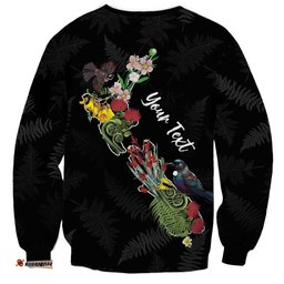 Kia Ora New Zealand Floral Personalized Sweatshirt Black LT7