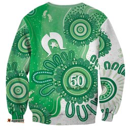 NAIDOC Week 2026 Sweatshirt 50 Years Deadly Dhari Green Aboriginal Art LT14