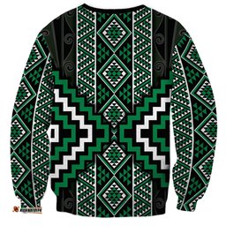 Jade Tukutuku Pattern Aotearoa Sweatshirt Niho Taniwha and Puhoro Motifs LT7