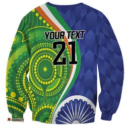 India Vs Australian Cricket Custom Sweatshirt Ashoka Chakra and Aboriginal Together LT9