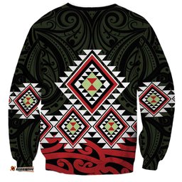 Kia Ora Aotearoa Sweatshirt 2025 Pasifika Maori Taniko Motifs LT14