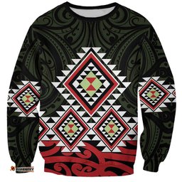 Kia Ora Aotearoa Sweatshirt 2025 Pasifika Maori Taniko Motifs LT14
