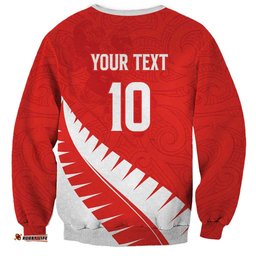 Custom New Zealand Cricket Sweatshirt Kiwi Birds Haka Dance Red Fern Sporty Style LT03