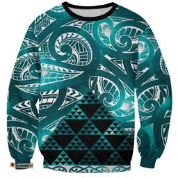 Matariki New Zealand Sweatshirt NZ Niho Taniwha Maori New Year Cyan Galaxy LT14
