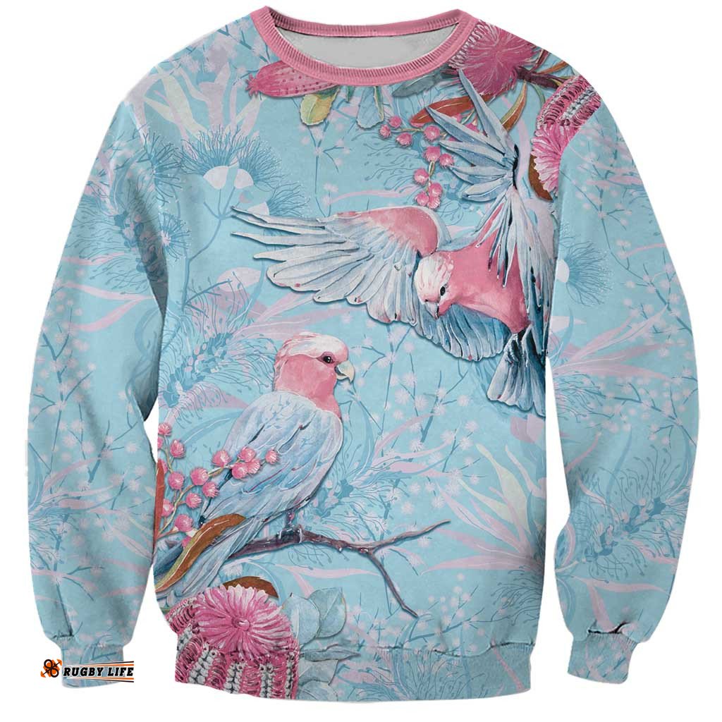 Galah Birds Australia Baby Blue & Pink Sweatshirt LT7