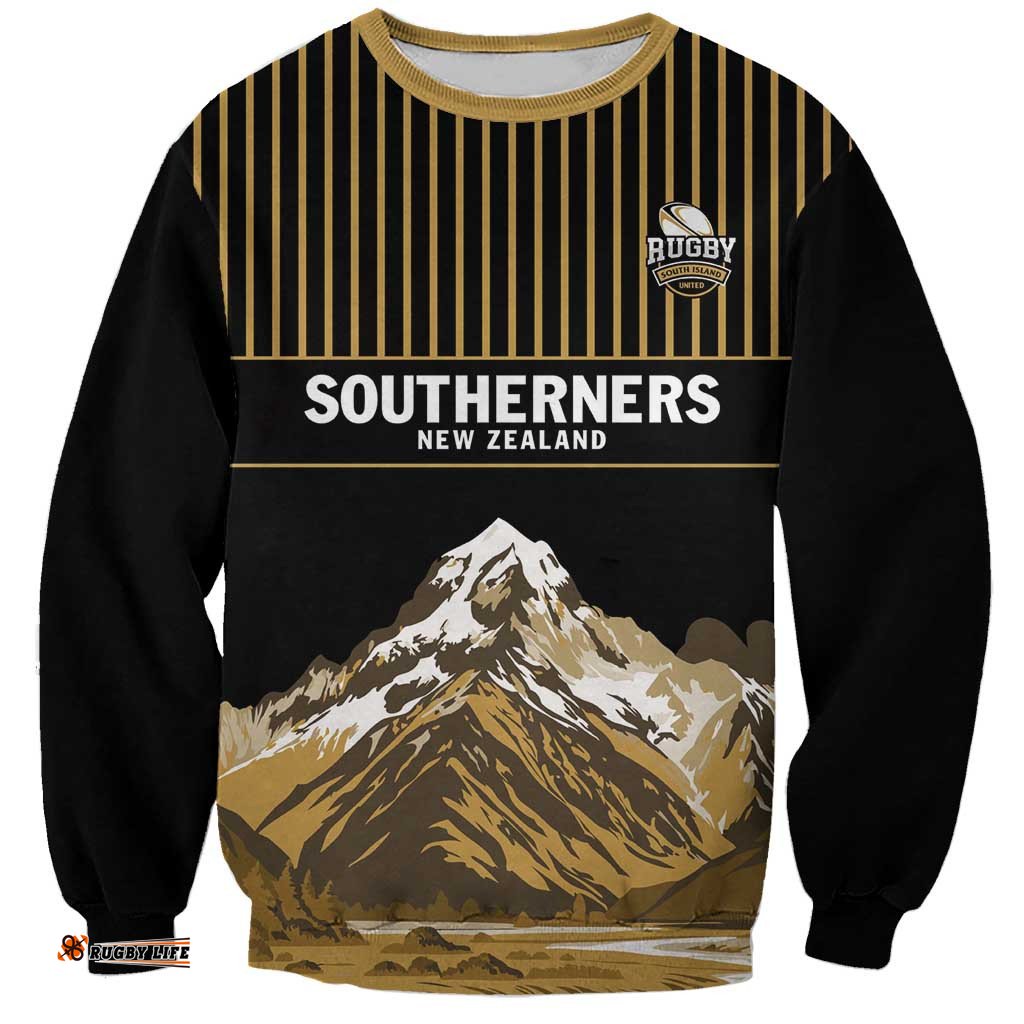 Custom Oceania Football NZ South Island Sweatshirt Minimal Mount Cook Silhouette LT9