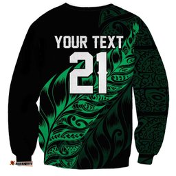 New Zealand Lawn Bowls Custom Sweatshirt Green Maori Warrior Tribal Silver Fern LT9