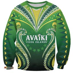 Custom Rugby Cook Islands Avaiki Sweatshirt Green Kuki Airani Tribal Maori Inspired LT9