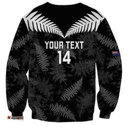 Custom New Zealand Silver Fern Football Sweatshirt Go Aotearoa Grunge Black LT14