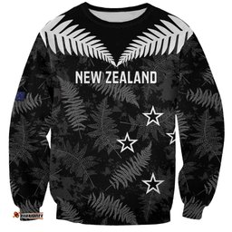 Custom New Zealand Silver Fern Football Sweatshirt Go Aotearoa Grunge Black LT14