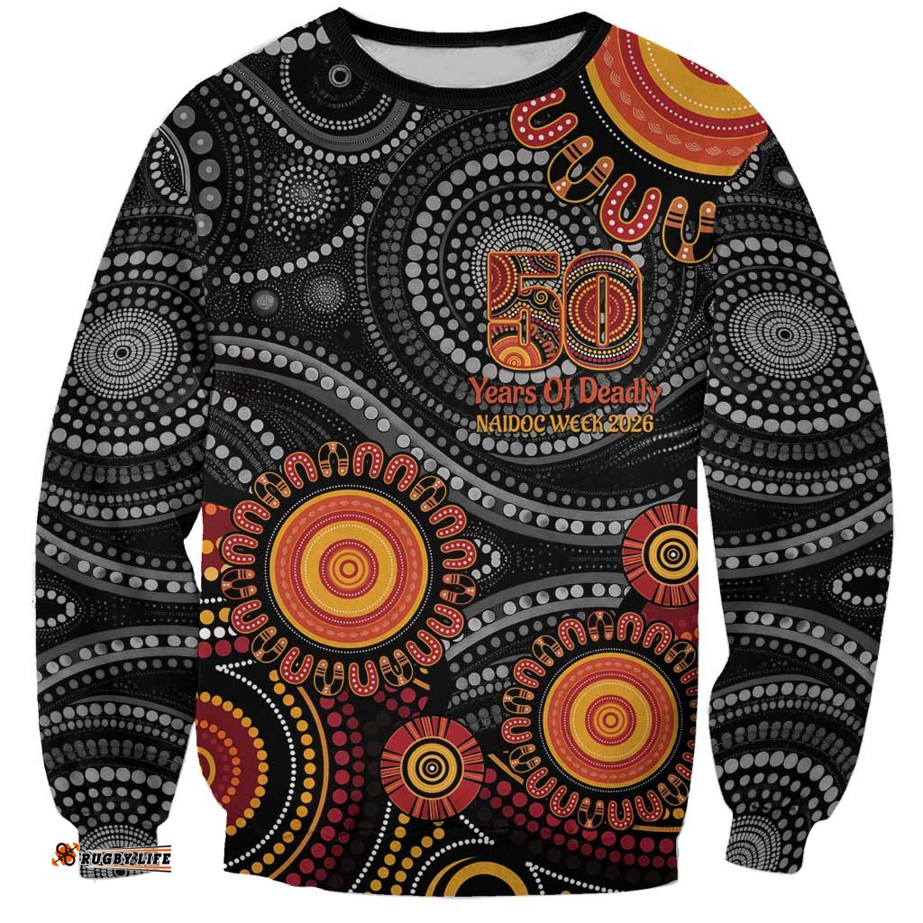 NAIDOC Week 50 Years Deadly Personalised Sweatshirt Aboriginal Art LT14