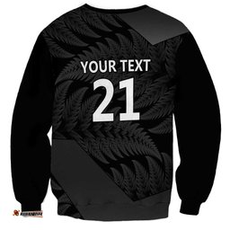 New Zealand Cricket Custom Sweatshirt Potae Pango Black Fern Pattern LT9