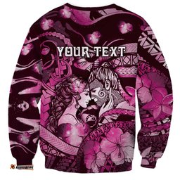 Personalised Maori Romantic Valentine Sweatshirt The Hongi Kiss Pink Galaxy DT05