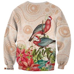 Merry Christmas Aussie Aboriginal Sweatshirt Rosebreasted Cockatoo Pastel LT7
