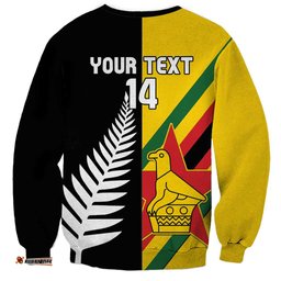 Custom New Zealand and Zimbabwe Sweatshirt NZ Fern Zim Flag Half Style LT14