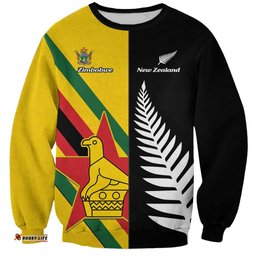 Custom New Zealand and Zimbabwe Sweatshirt NZ Fern Zim Flag Half Style LT14